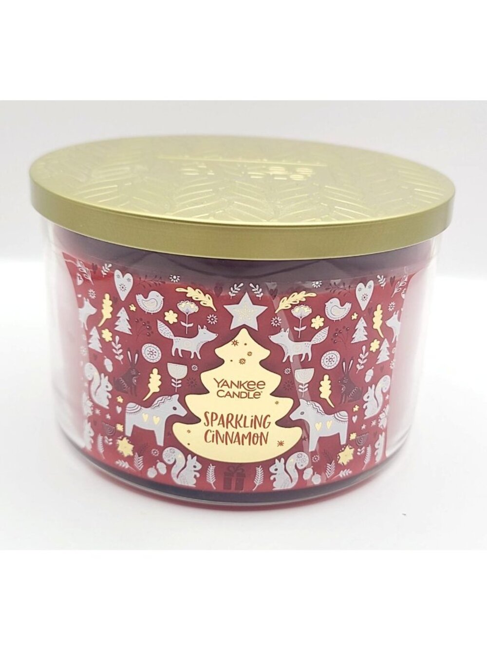 Yankee Candle Sparkling Cinnamon 3-Wick 18oz Scented Jar Candle Gold Lid New